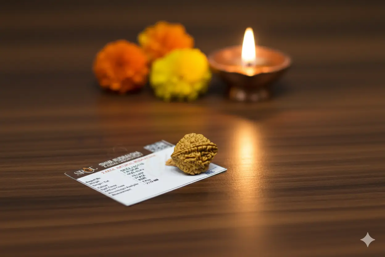 Original 2 Mukhi Rudraksha – Natural Bead | Certified & Energized for Relationships & Harmony